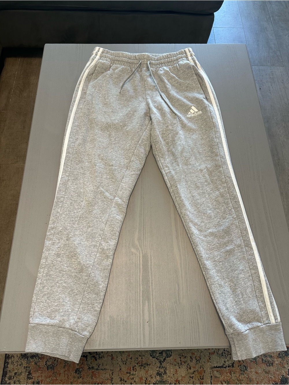 adidas Gray Sweatpants with White Side Stripes and pockets